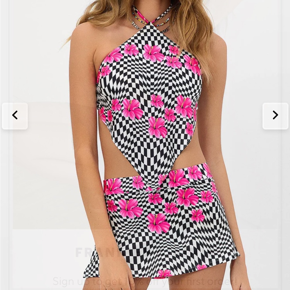 Henni Shine Halter Bikini Top and Nicole Shine Mini Skirt